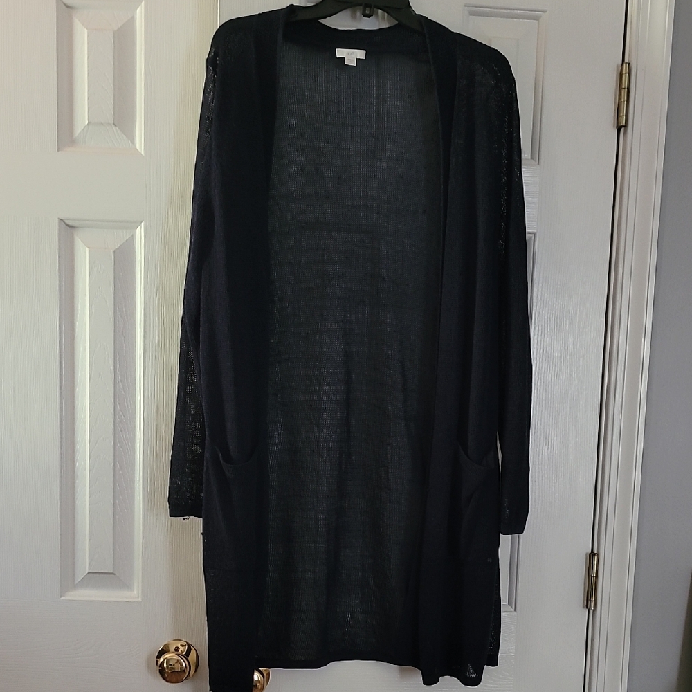 J. Jill Navy Open-Front Cardigan With Pockets - Petite XL